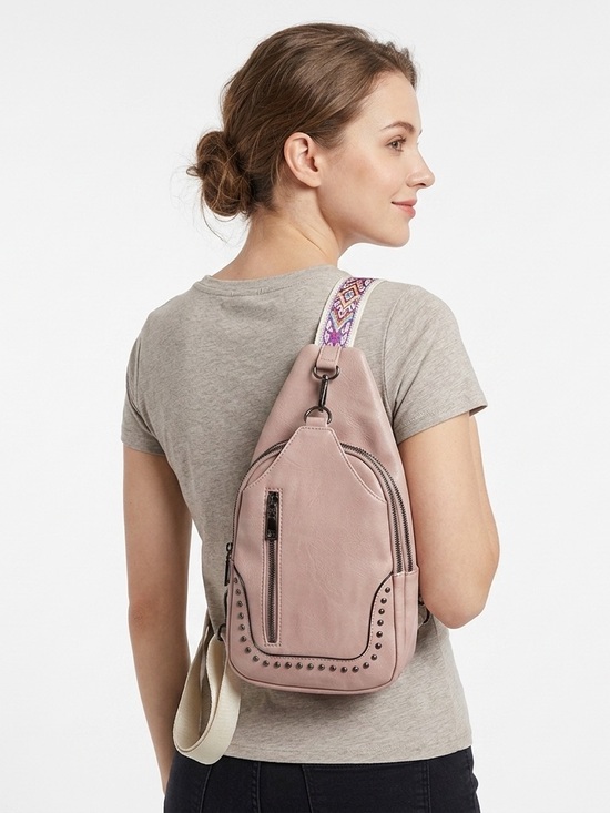 Sam & Hadley Handbags - Sam & Hadley Blush Pink Stud-Accent Crossbody Sling Bag New